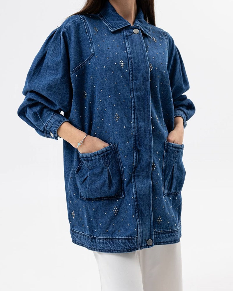 Jeans Jacket with Crystal