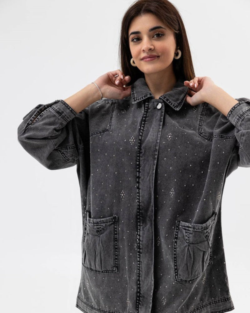 Jeans Jacket with Crystal