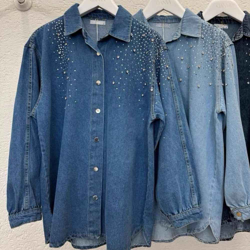 Jeans Shirt w/Crystals