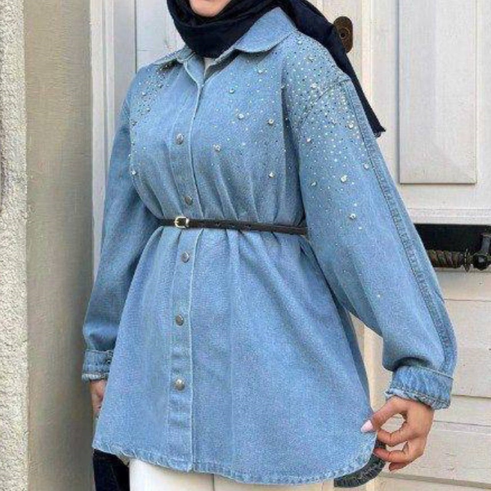 Jeans Shirt w/Crystals