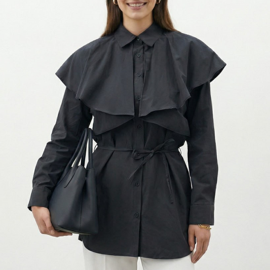 Layered Collar Belted Shirt