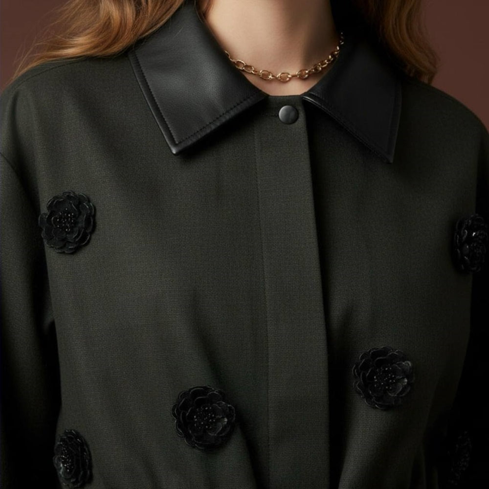 Jacket with Leather Collar