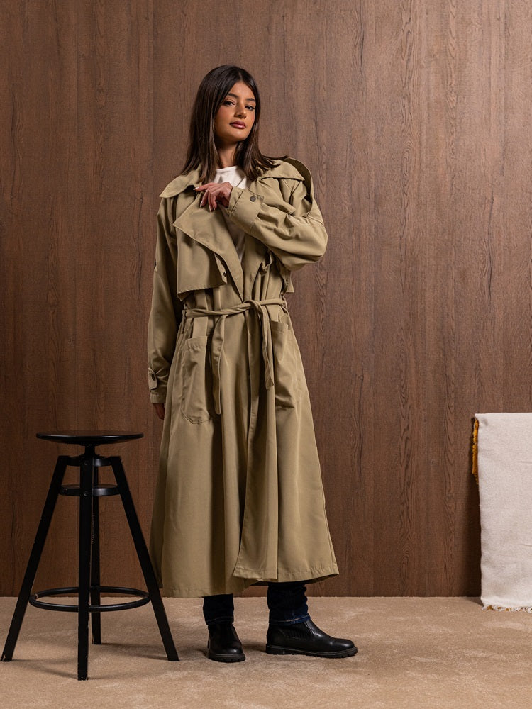 Cotton Trench Coat with Belt