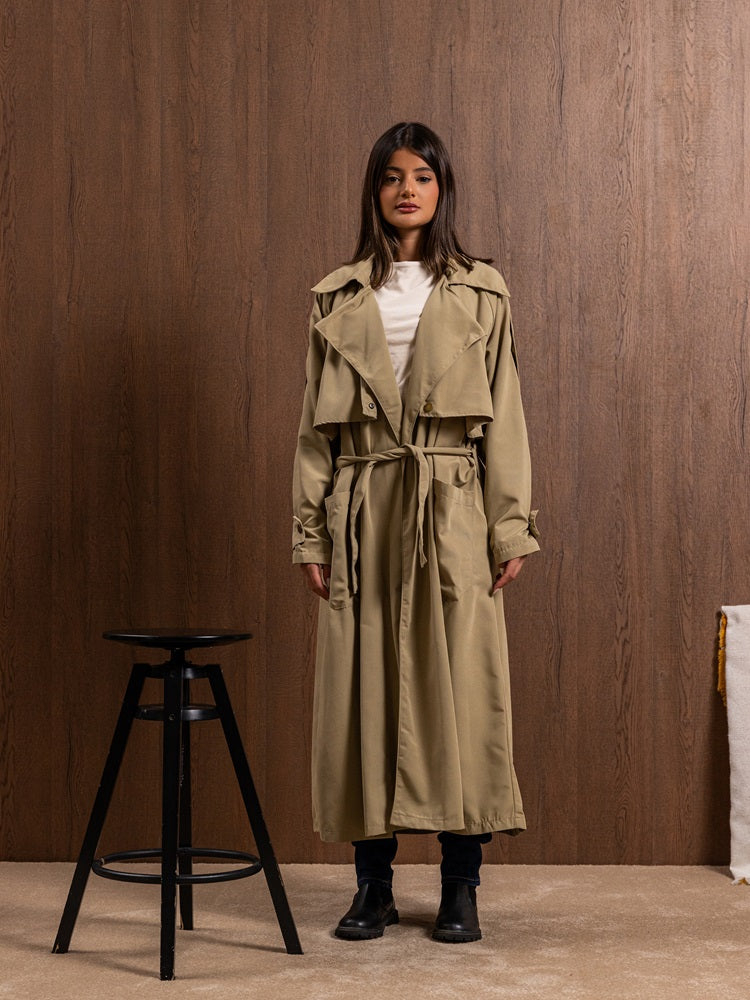 Cotton Trench Coat with Belt