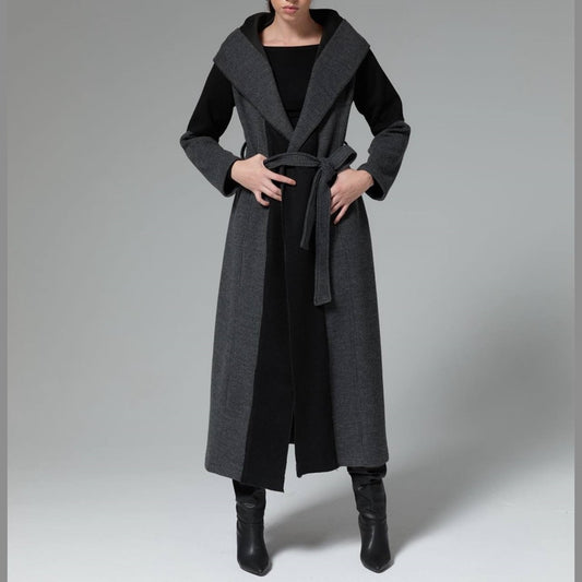 Hooded Two Tone Coat