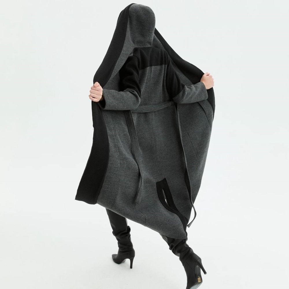 Hooded Two Tone Coat