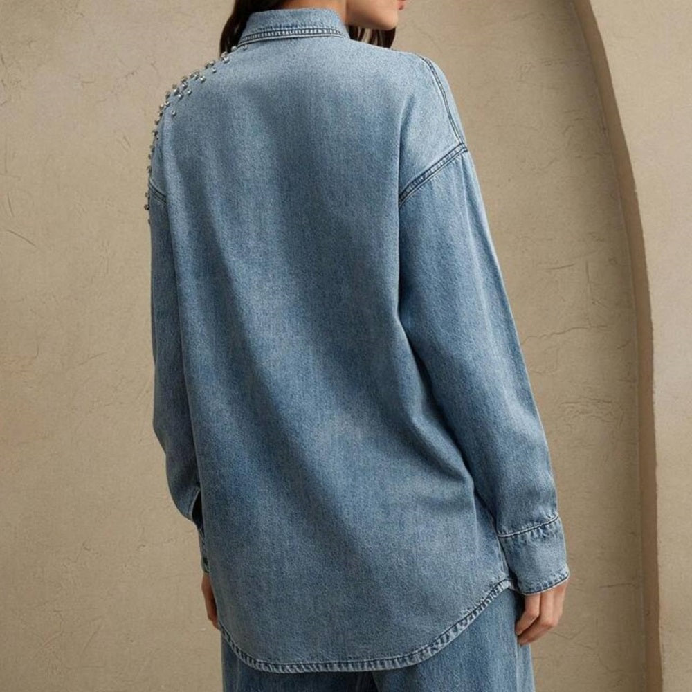 Jeans Shirt with Crystals