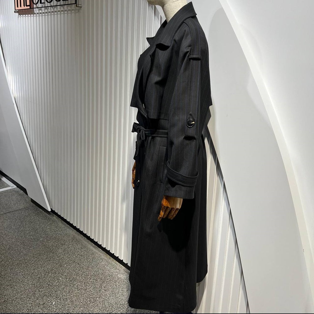 Striped Belted Trench Coat