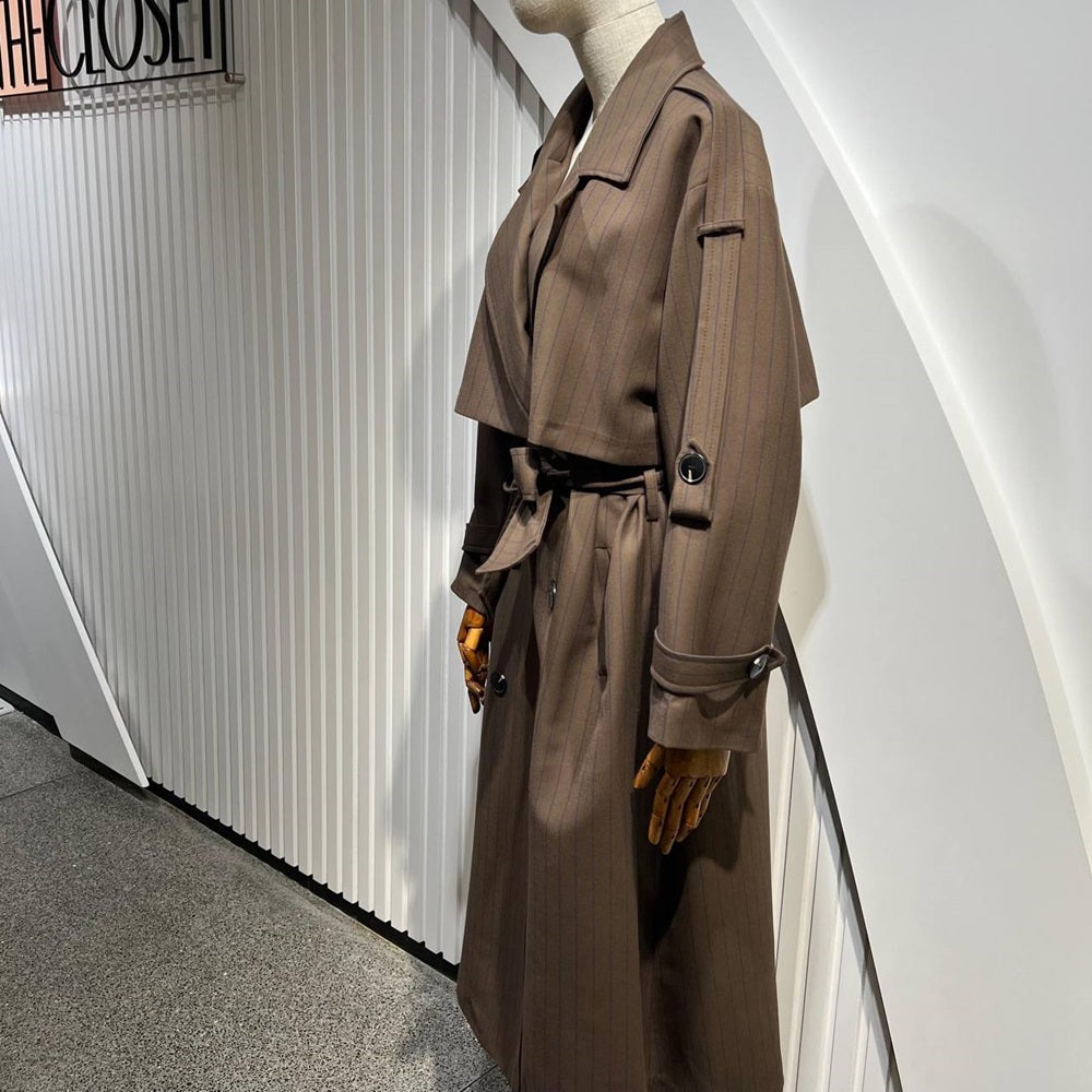Striped Belted Trench Coat