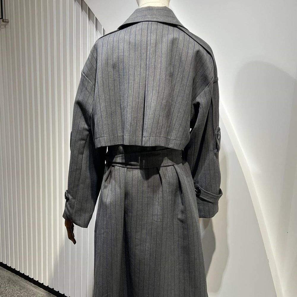 Striped Belted Trench Coat