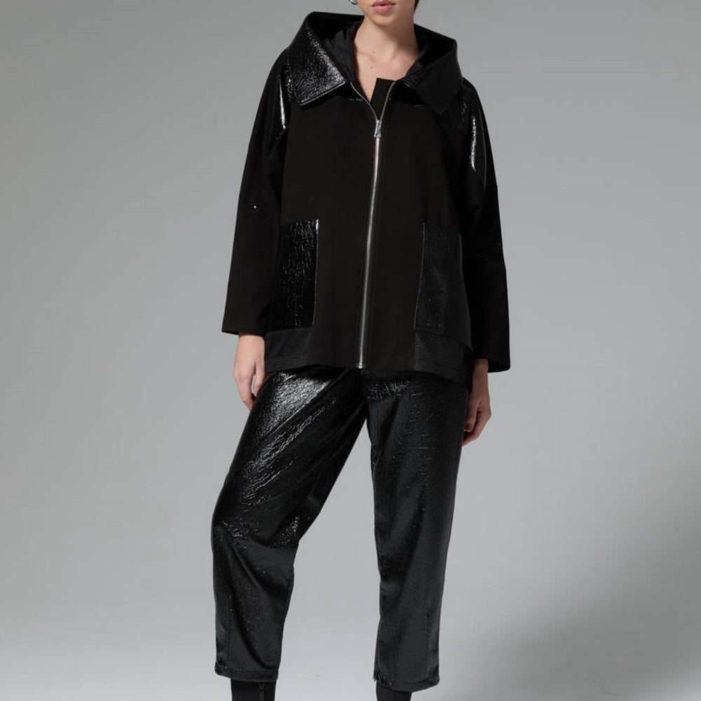 Cotton Oversized Jacket with Leather