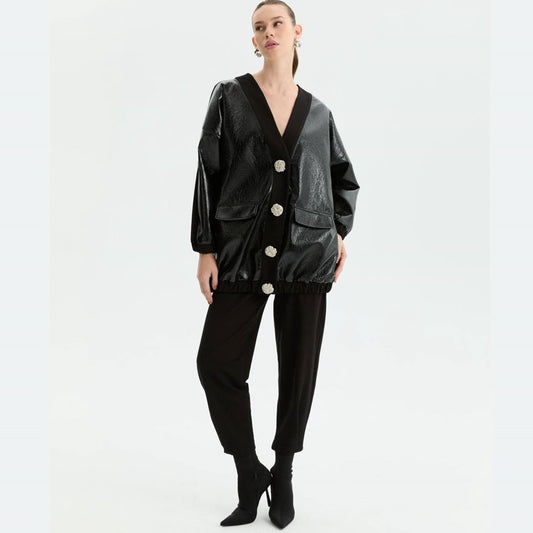 Oversized Set (Leather Jacket/Cotton Pant)