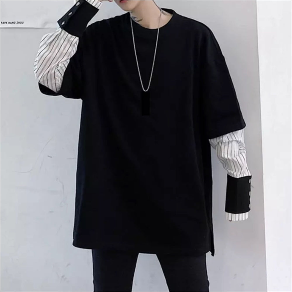 Patchwork Cuff Casual Pullover