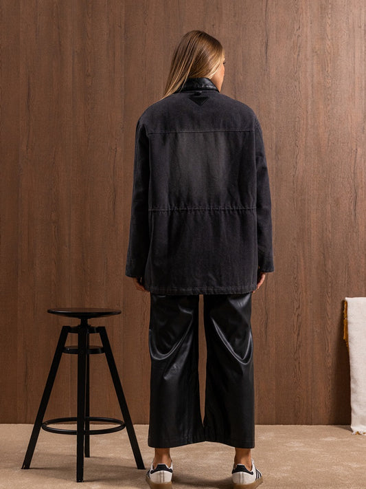 جاكيت مع قولة جلد