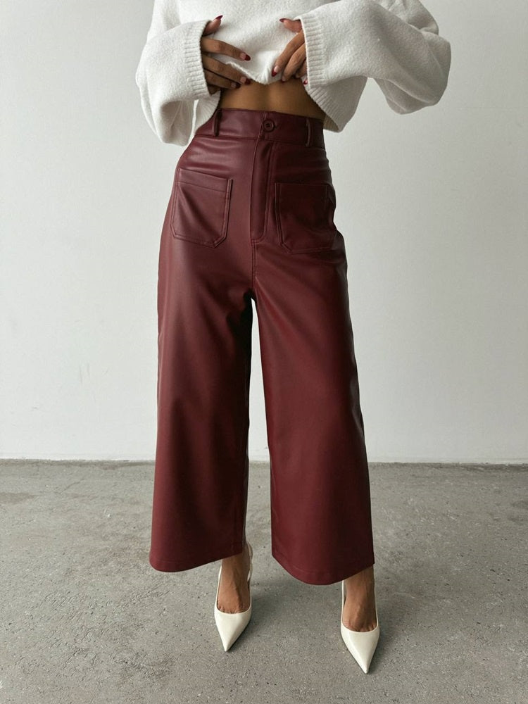 Wide Leg Leather Pants
