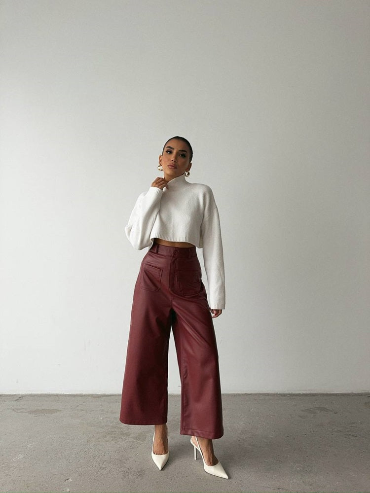 Wide Leg Leather Pants