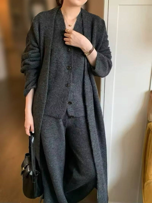 Three  Pieces Set (Cardigan, Vest & Pant)