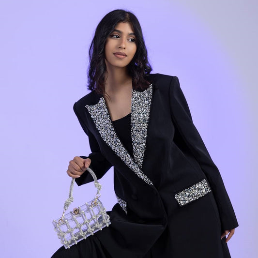 Long Blazer with Crystals