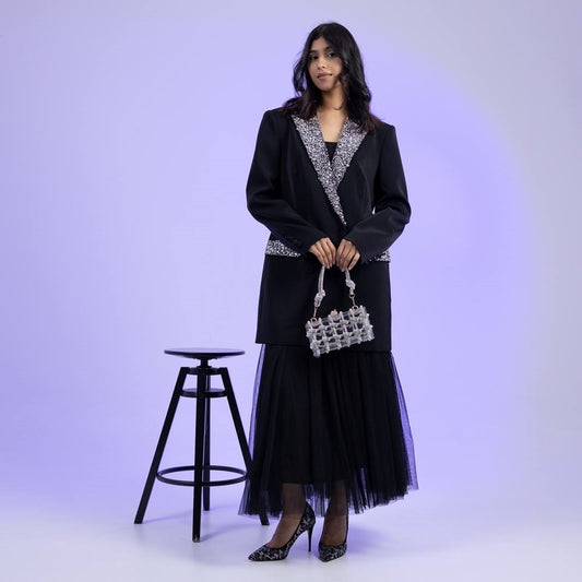Long Blazer with Crystals