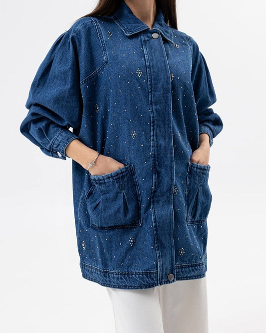 Jeans Jacket with Crystal