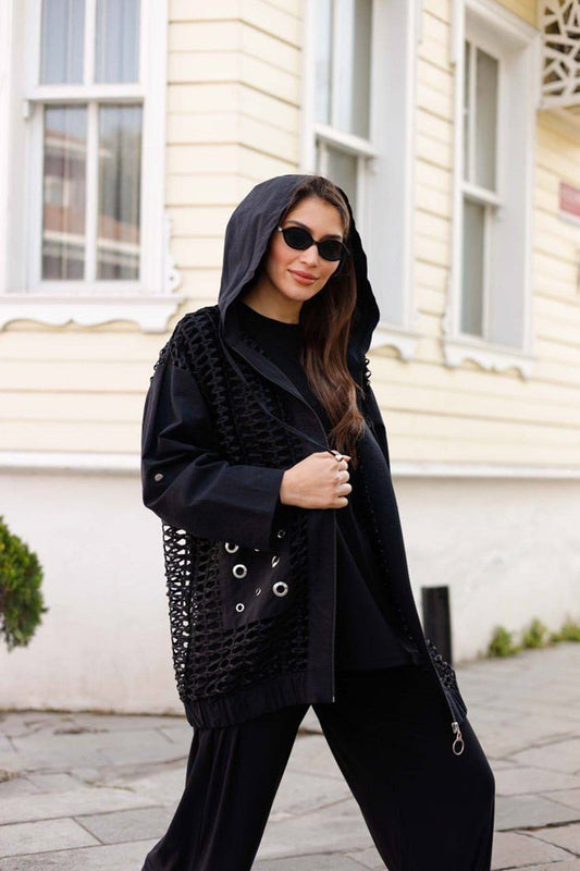 Stylish 3 Pieces Set/ This Set Include: Mesh Jacket, Inner Blouse and Pant