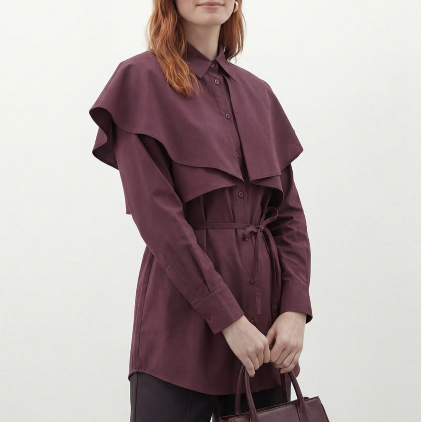 Layered Collar Belted Shirt