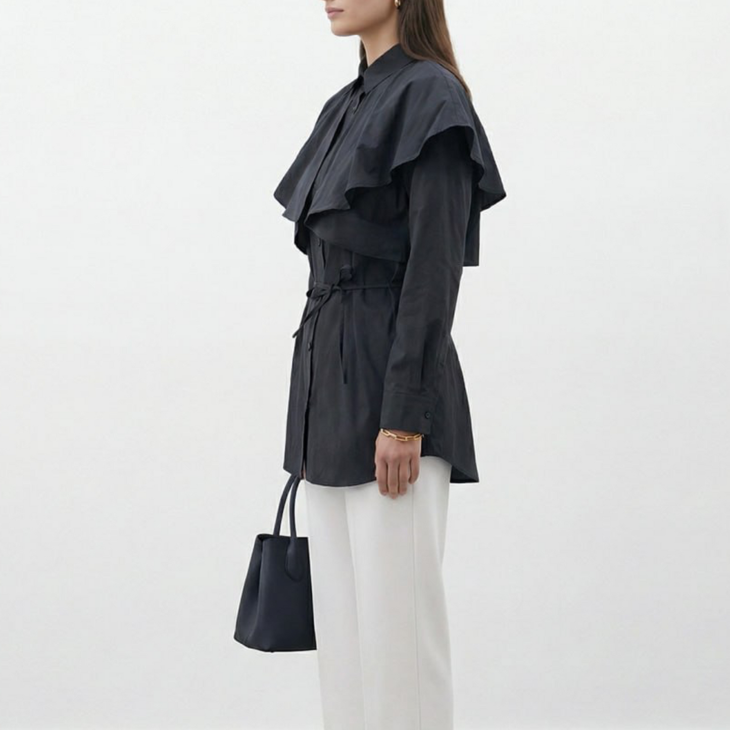 Layered Collar Belted Shirt