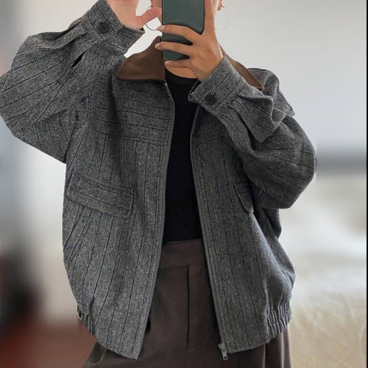 Oversized Jacket with Brown Collar