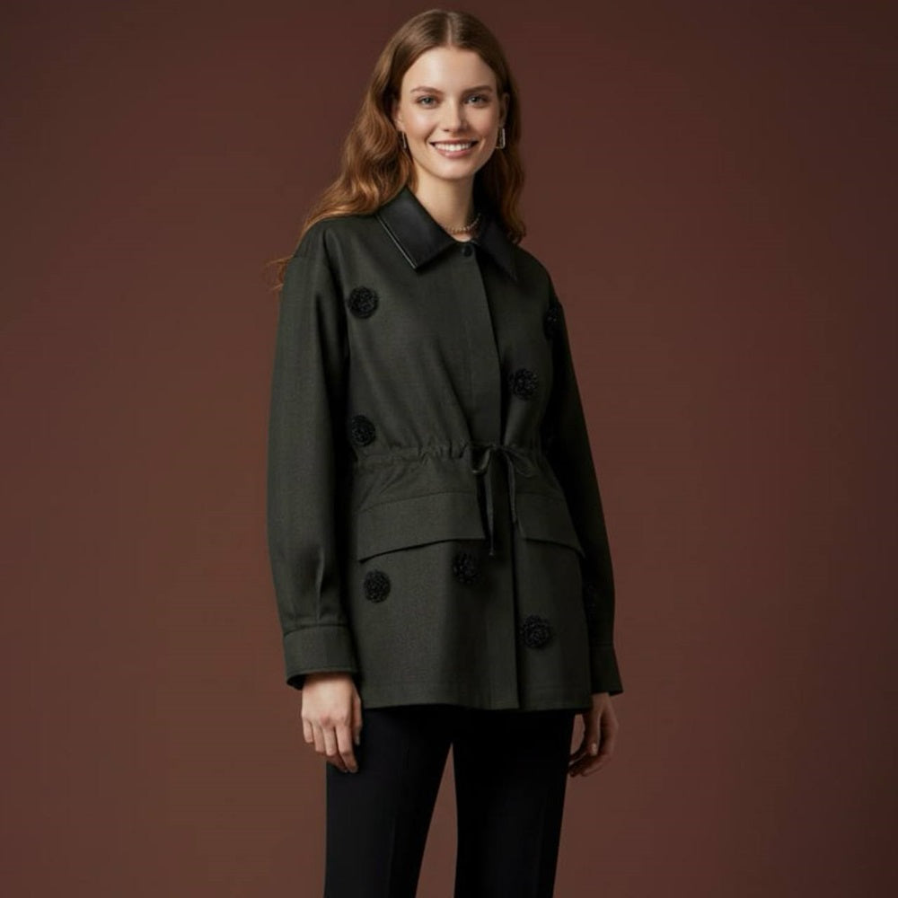 Jacket with Leather Collar