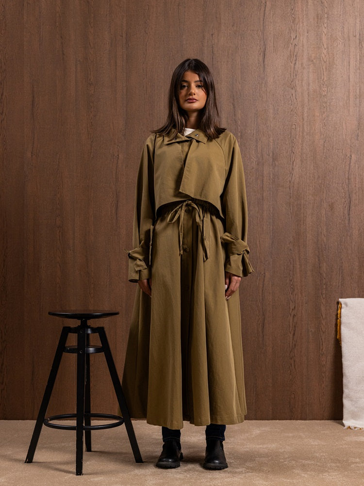Cotton Trench Coat with Belt