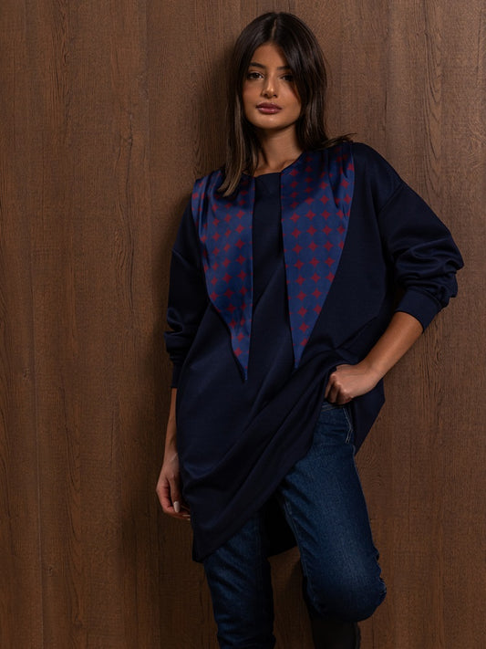 Navy Top with Scarf