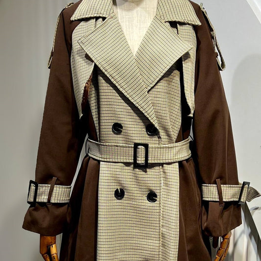 Plaid Two Tone Trench