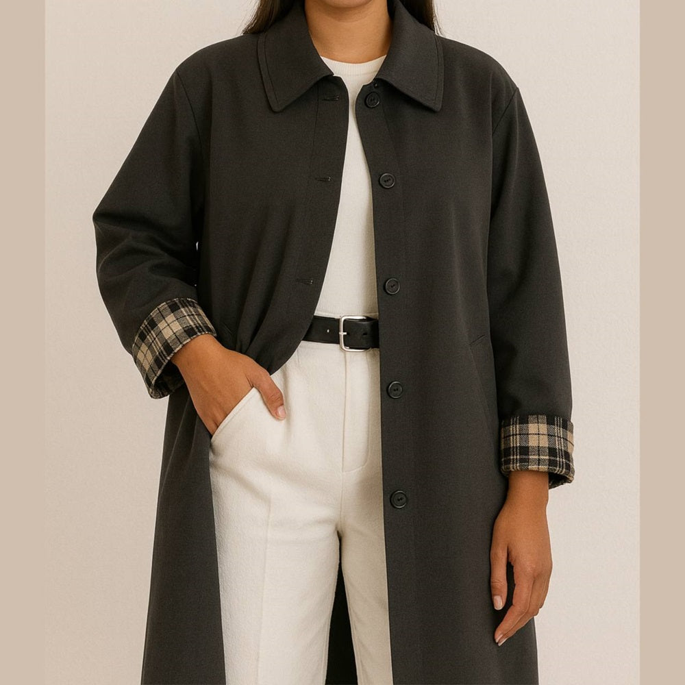 Plaid Cuff Trench Coat
