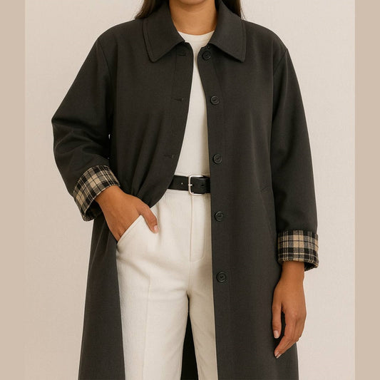 Plaid Cuff Trench Coat