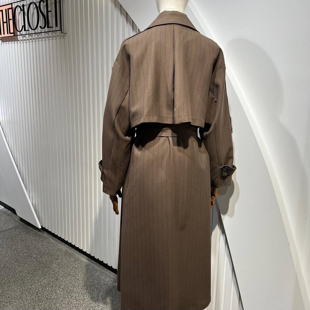 Striped Belted Trench Coat