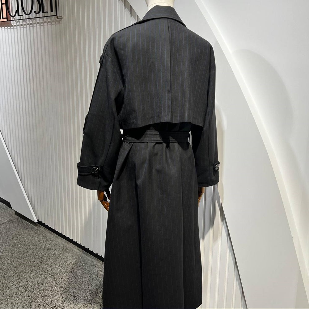 Striped Belted Trench Coat
