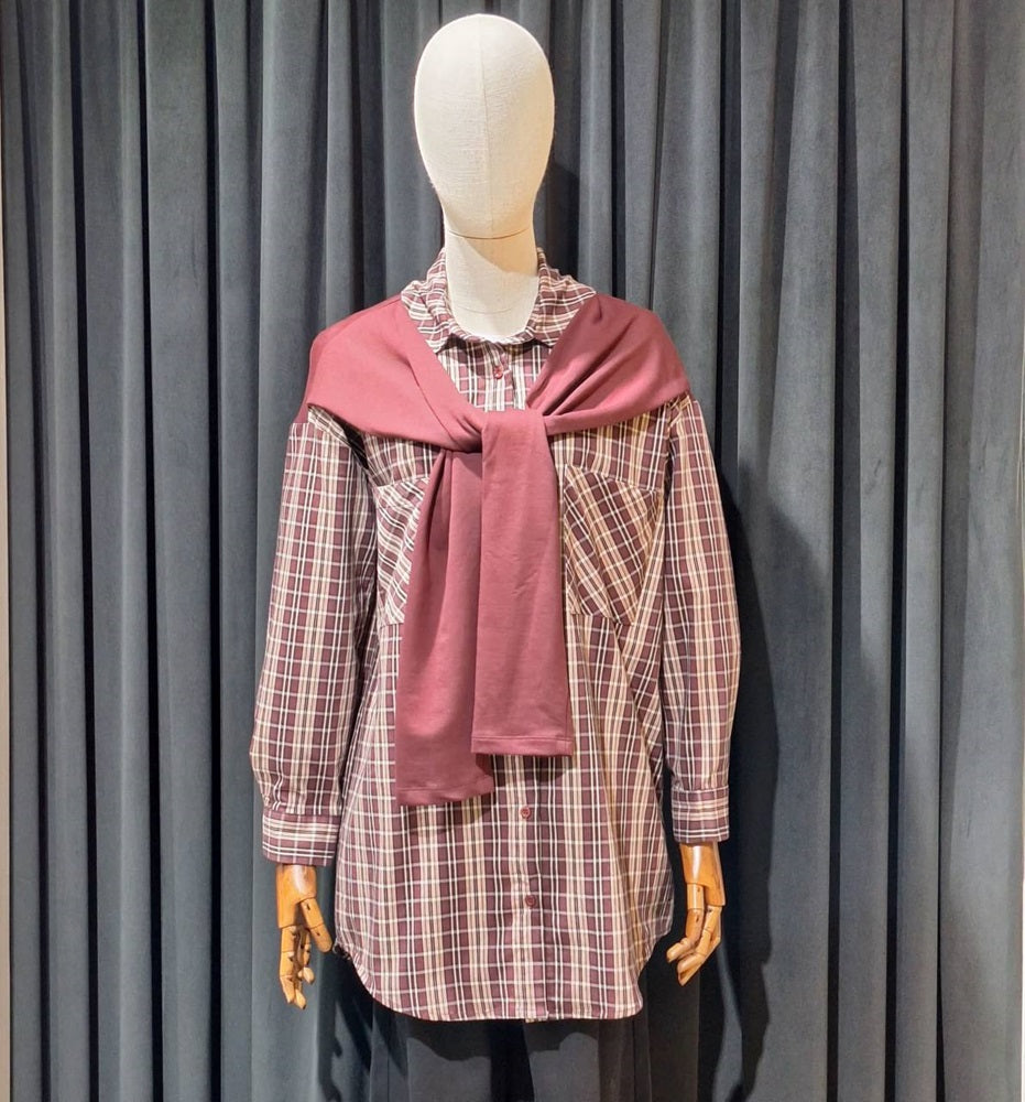 Striped Shirt with Scarf