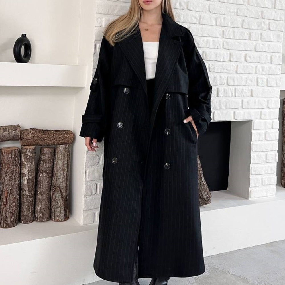 Striped Belted Trench Coat