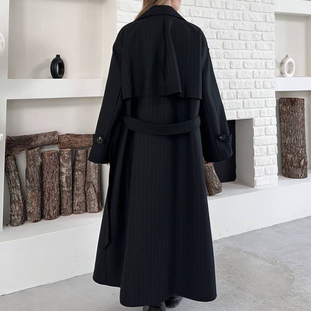 Striped Belted Trench Coat