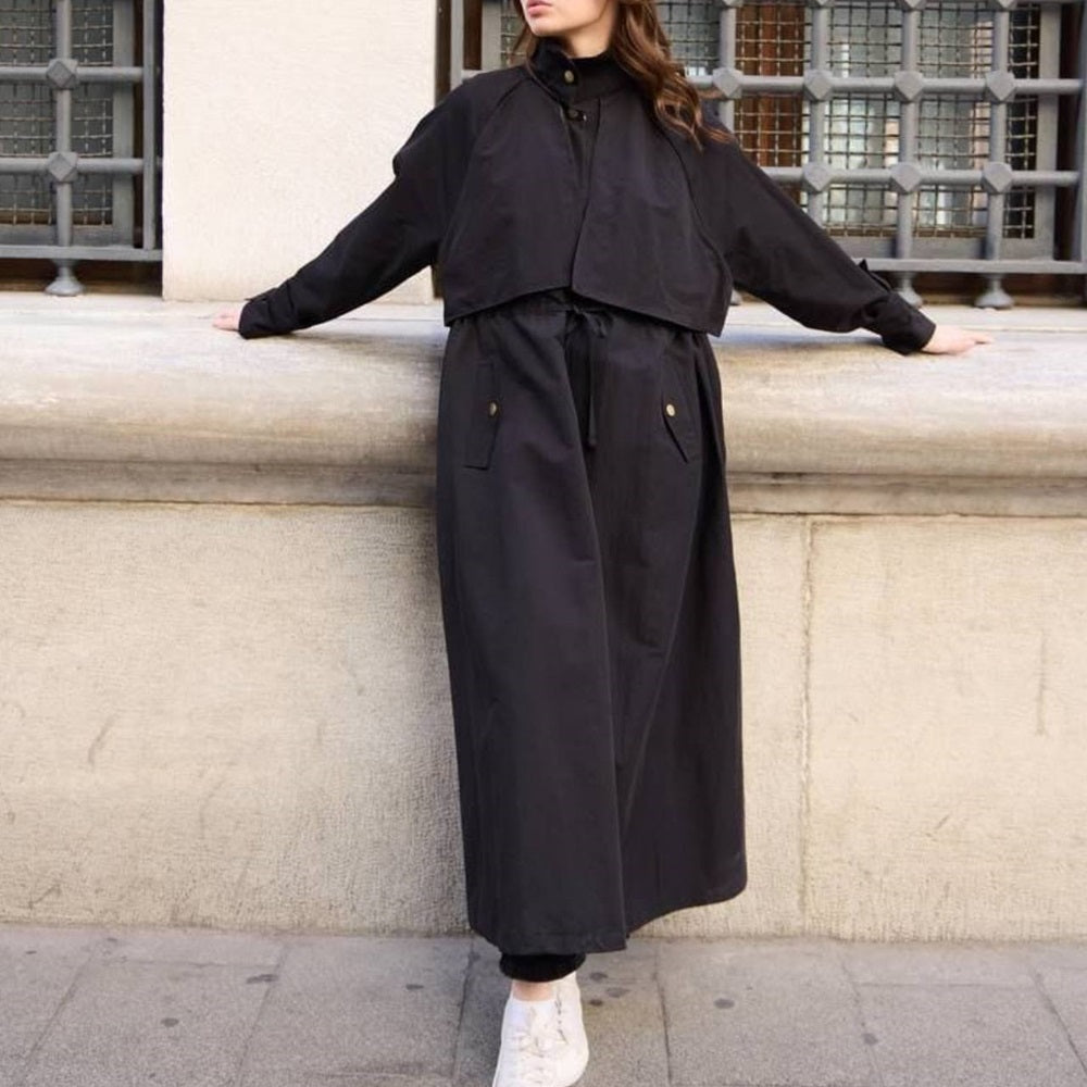 ترنش كوت قطن طويل مع حزام