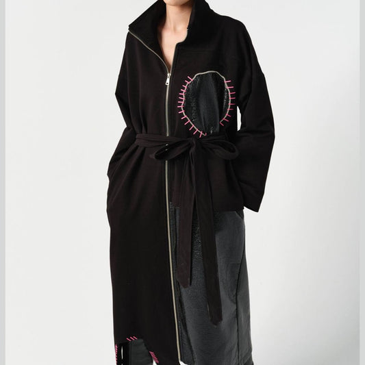 Cotton Trench Coat w/ Leather