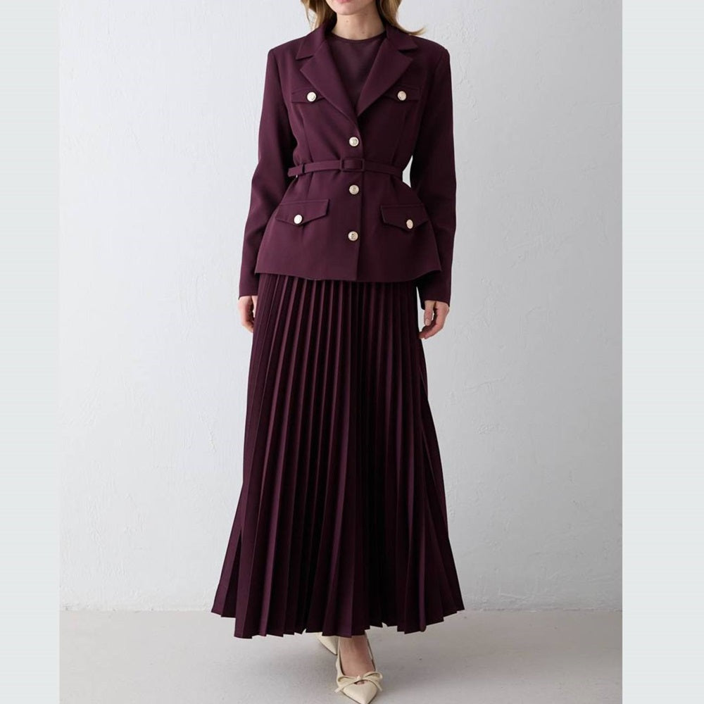 Classic Blazer Pleated Set