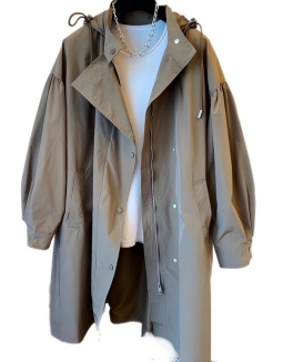 Oversized Puffed Sleeves Trench Coat