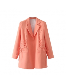 Casual Blazer With Drawstring On Sides